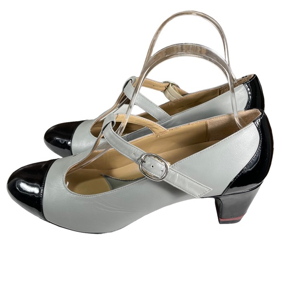 Oh! Healthy Heels Gray patent Leather Black mary Jane heels womens Shoes Size 8 - Picture 14 of 15